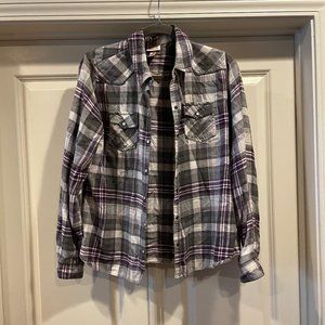 Purple, white, grey flannel